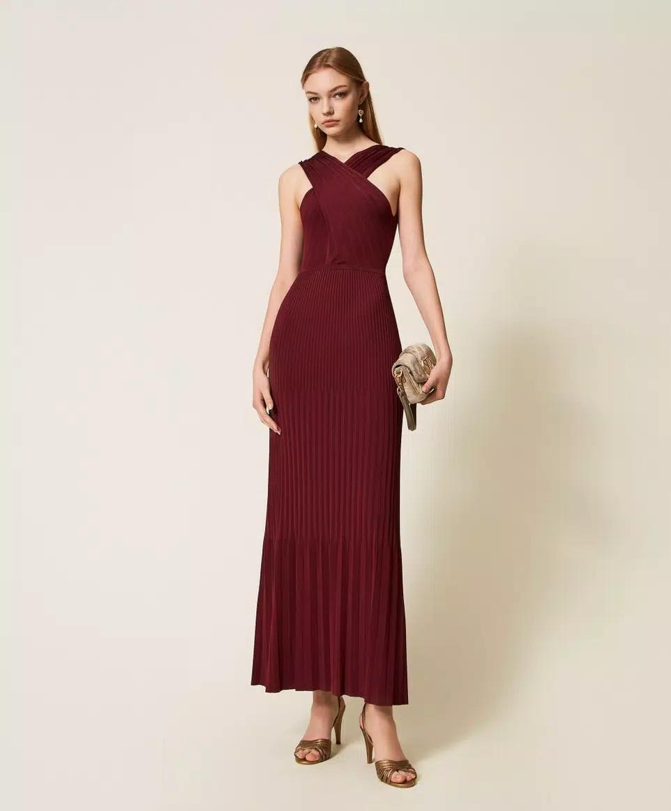 Abito lungo in maglia con incrocio TP3160002 TWINSET