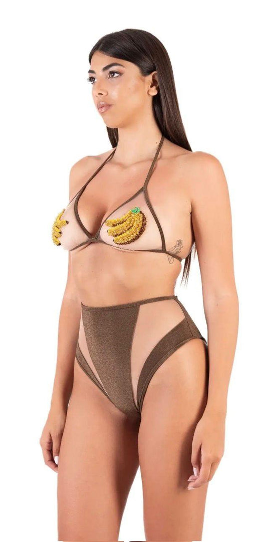 Bikini triangolo e coulotte ricamato a mano 6JG33006 DISTRICT MARGHERITA MAZZEI