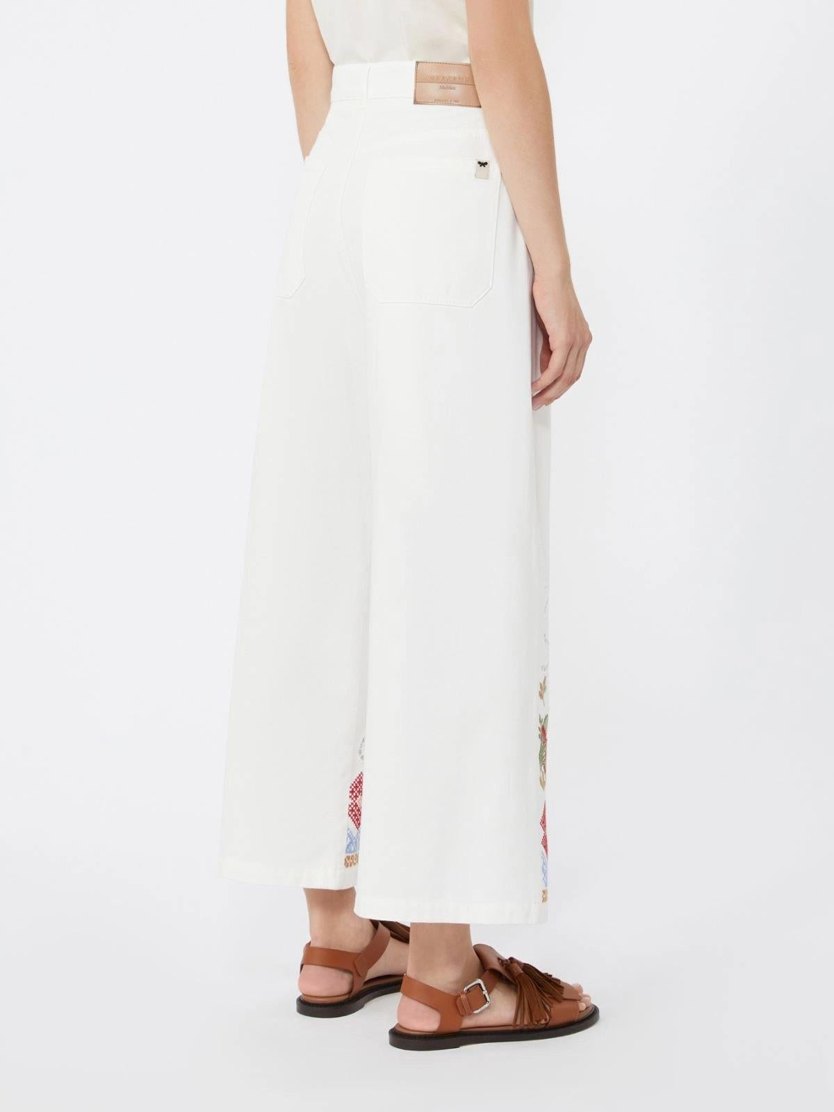 jeans palazzo con ricamo 