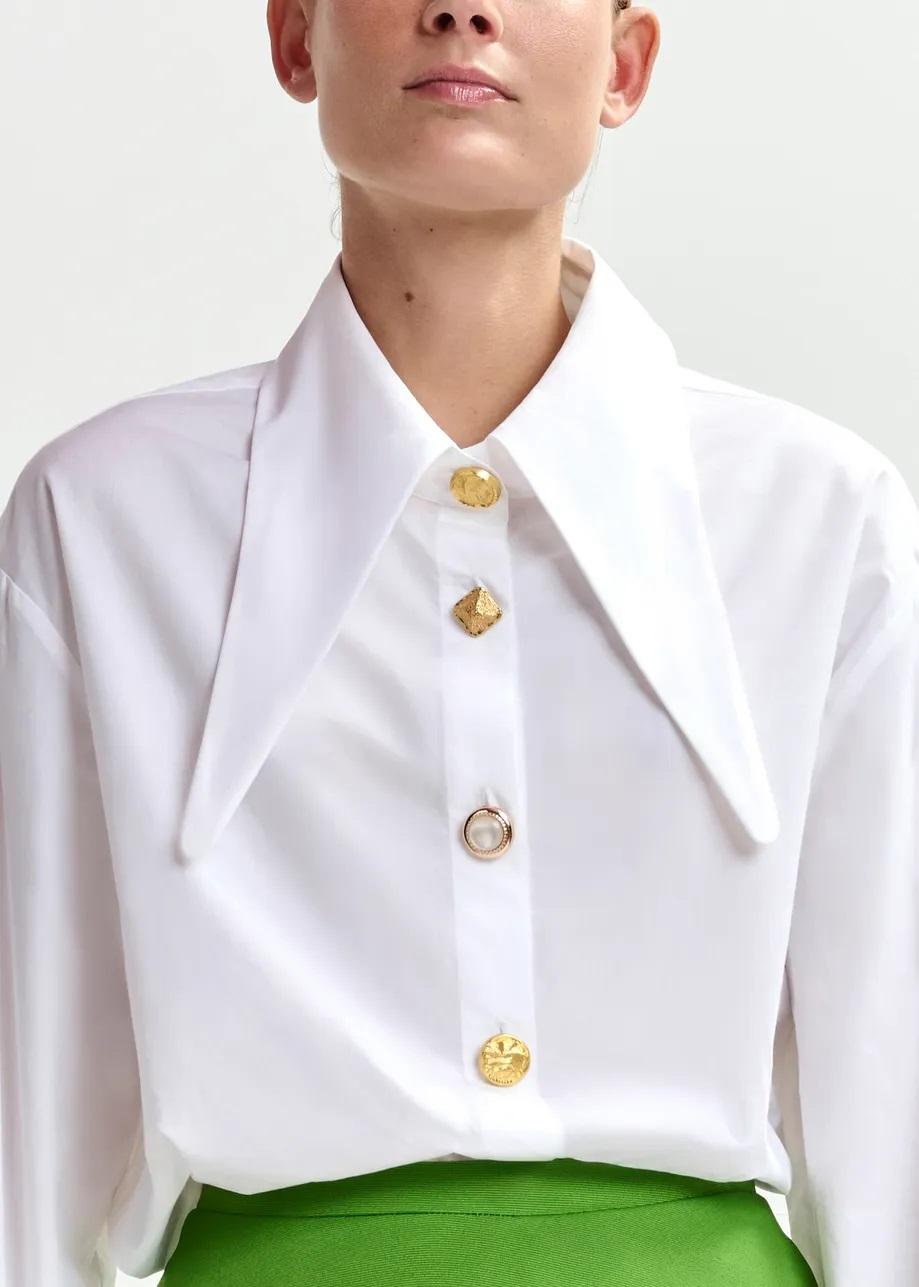 camicia in cotone con colletto allungato e bottoni spaiati JOMATO POINTY COLLAR005 ESSENTIEL