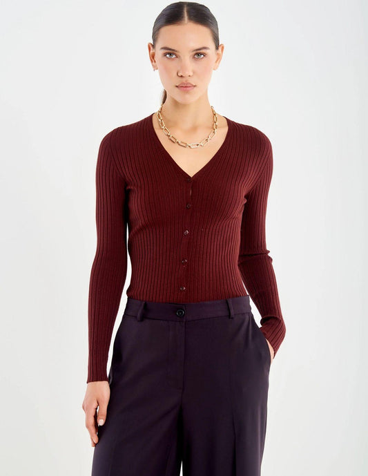 Maglia Cardigan a costine 22102F002 VICOLO