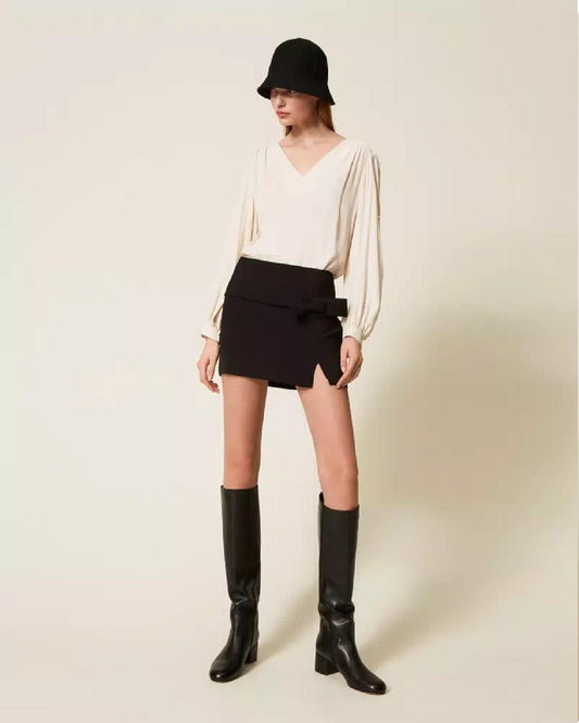 Minigonna in crêpe cady con fiocco TP2305000 TWINSET