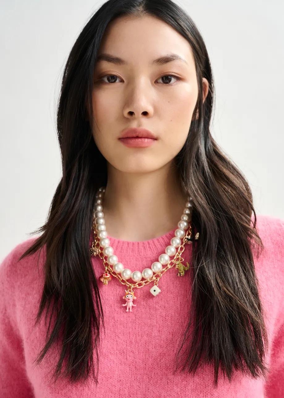 Maglia in misto angora rosa. IGORA011 ESSENTIEL