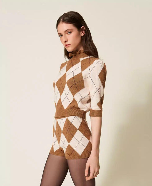 Maglia in misto lana jacquard a rombi TS3401011 TWINSET