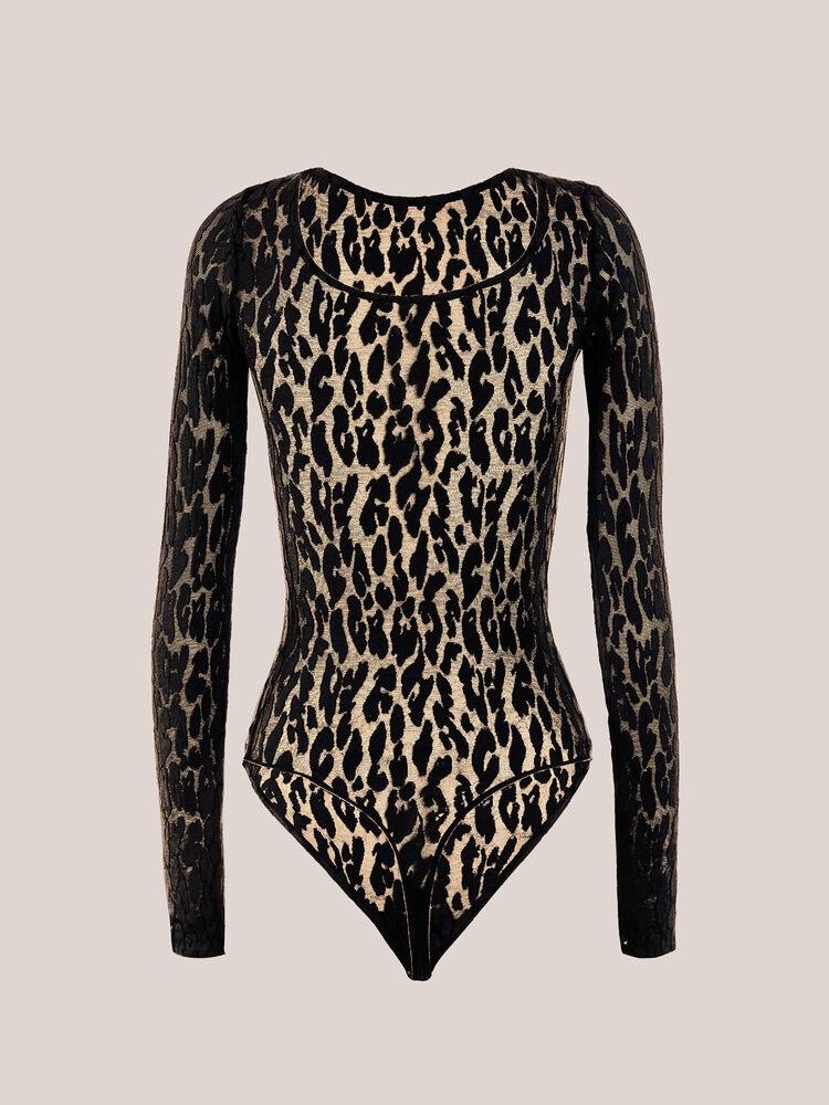 body modello tanga con motivo animalier 