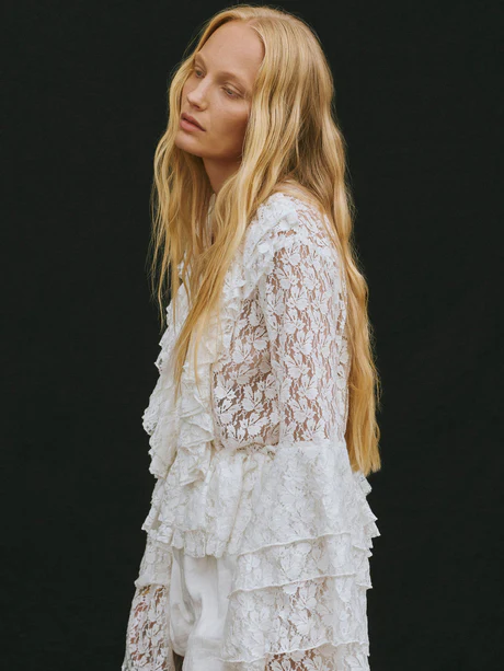 camicia in pizzo dalla silhouette morbida 