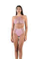 bikini brassiere con tulle e coulotte laccetti in lycra 