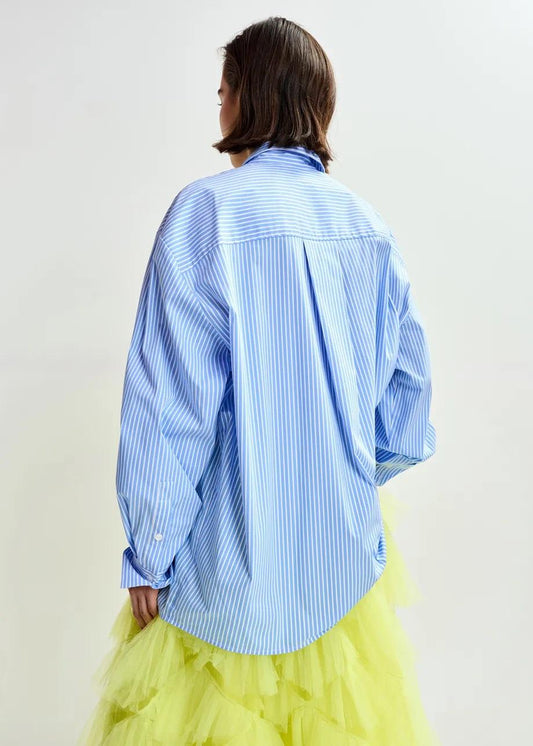 Camicia di cotone oversize a righe JIWI SHIRT WITH BOWTIES022 ESSENTIEL
