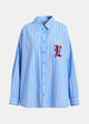 Camicia in cotone a righe blu, bianca e bordeaux con ricamo a "E" IPATCH022 ESSENTIEL