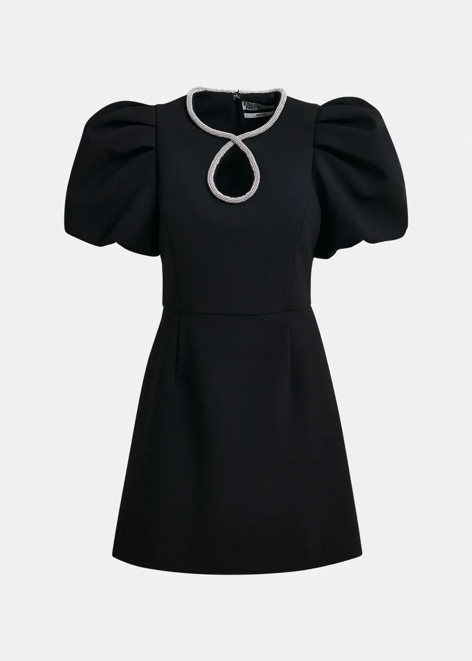 Mini abito nero con maniche a sbuffo e scollo a goccia impreziosito da strass IJINGLE000 ESSENTIEL