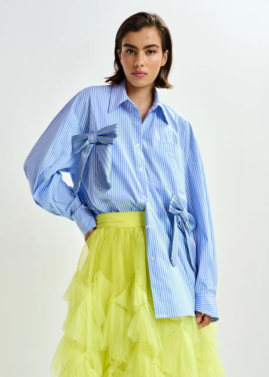 Camicia di cotone oversize a righe JIWI SHIRT WITH BOWTIES022 ESSENTIEL