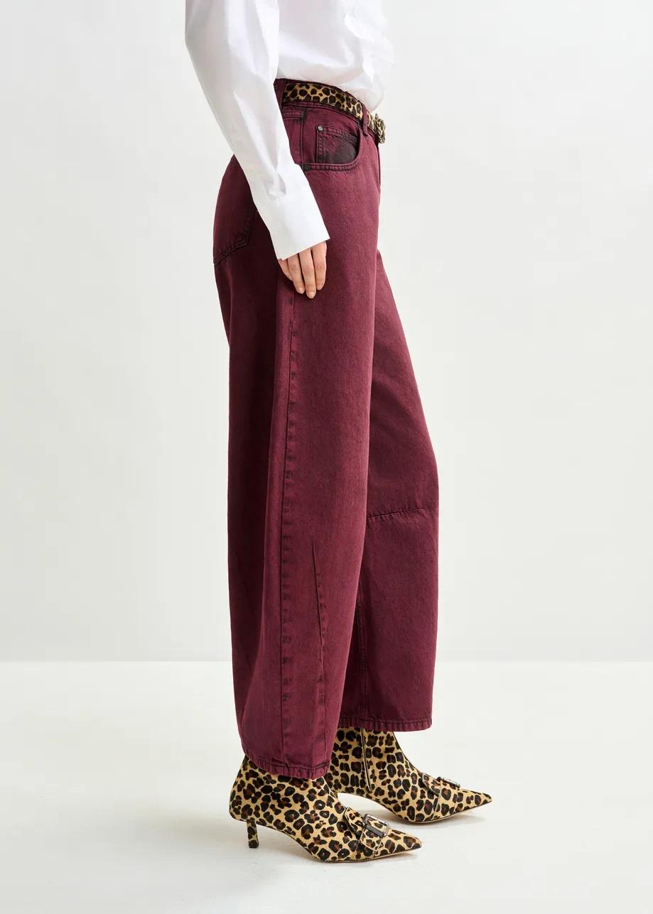 Jeans con gamba a botte in cotone biologico tinto in capo bordeaux IMPRESSIVE002 ESSENTIEL